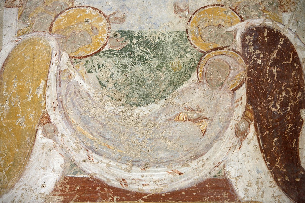 Pintura românica da abadia de Saint-Savin: enterro, Saint-Savin-sur-Gartempe, França de Unbekannt
