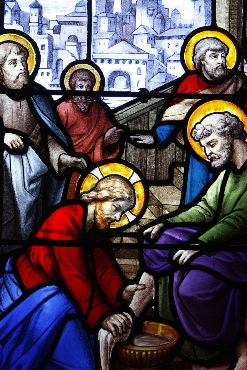 Santa Aignan ChurchJesus lavando os pés de seus discípulos, Chartres, França de Unbekannt