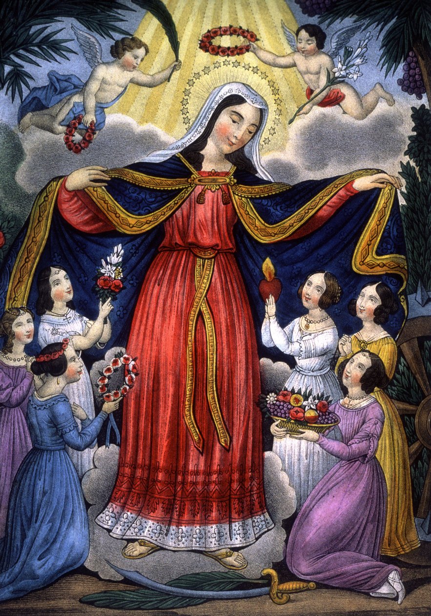Santa Catarina e as Catherinettes, meados do século XIX (gravura) de Unbekannter Künstler
