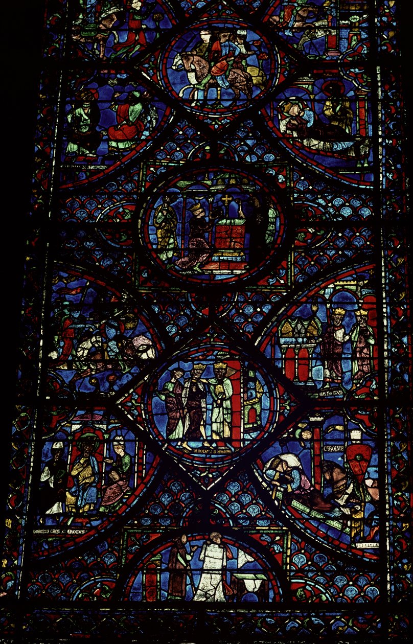 Cenas da Vida de Carlos Magno (747-814) do ambulatório, c.1215-35 (vidro colorido) (ver também 98072) de Unbekannt