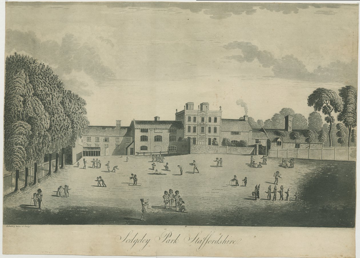 Escola de Sedgley Park: gravura em aquatint, nd [c 1797] de Unbekannt