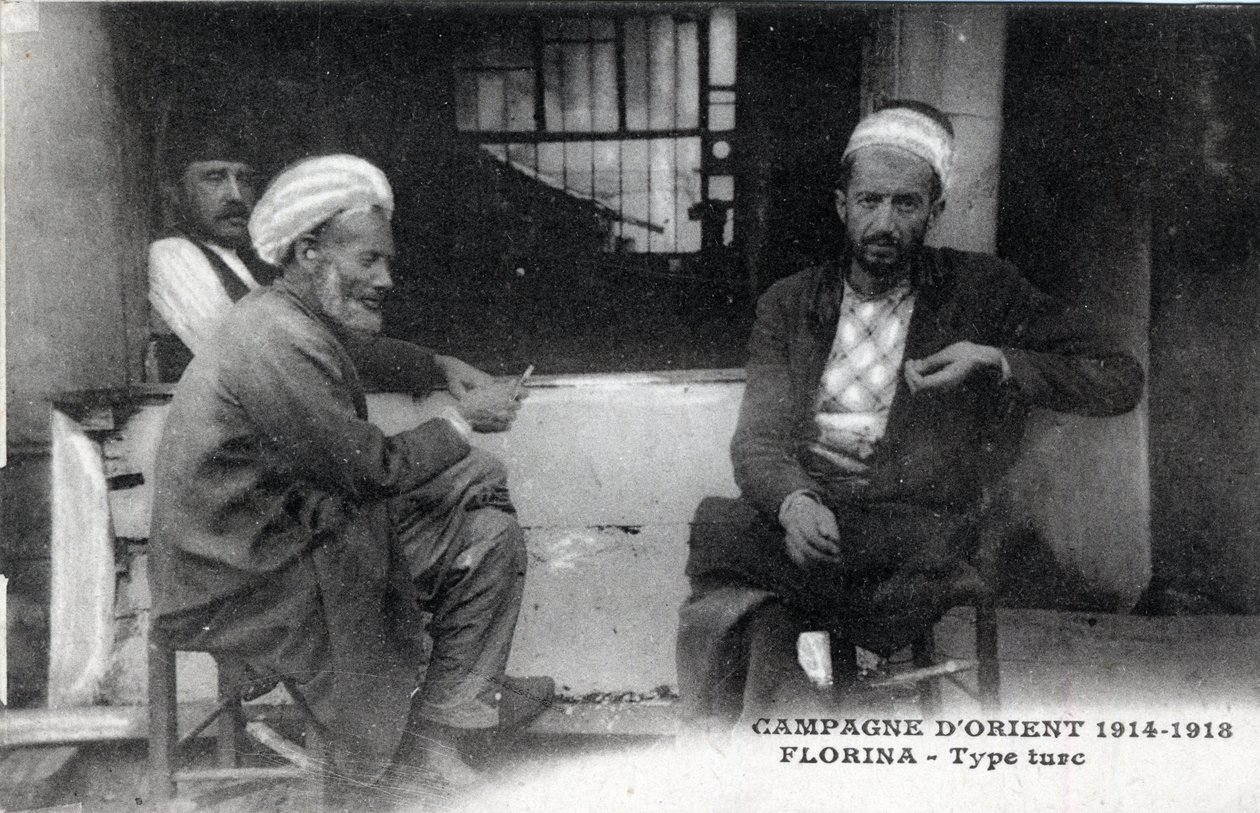 Sérvia, Florina: Homens turcos - Cartão Postal 1914-1918 de William M. Timlin
