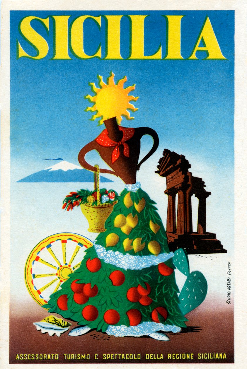 Sicília - cartaz turístico de Unbekannter Künstler