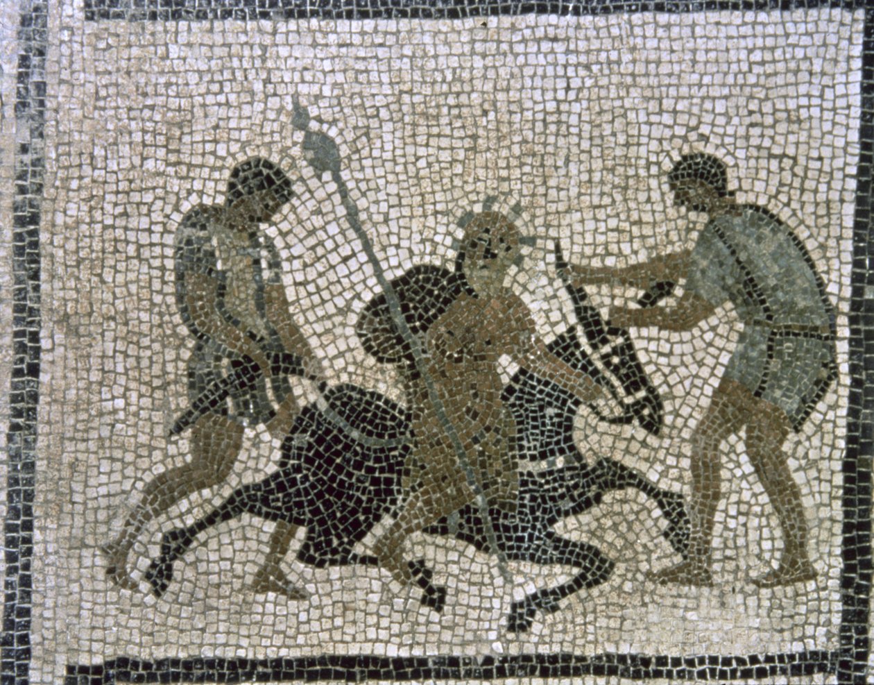 Silenus em um burro, detalhe de um mosaico de Unbekannter Künstler