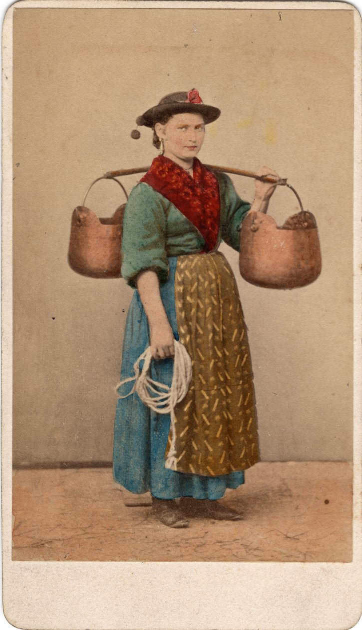 Pequeno metier: retrato de um portador de água, Veneza. Século XIX Imprimir em cartão Dim. 10,6x6,4 cm de Unbekannt