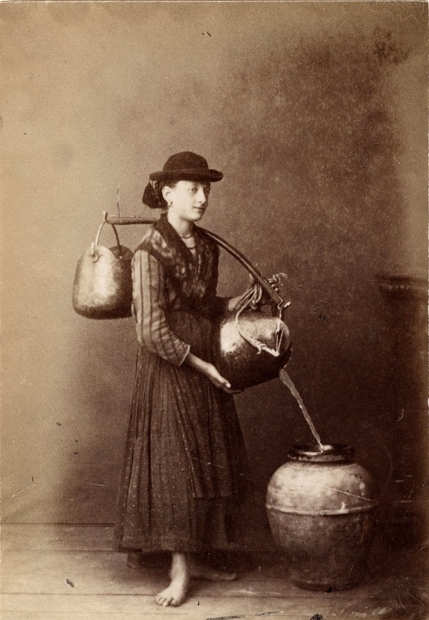 Pequenos meandros: retrato de um portador de água. Século XIX Imprimir em cartão Dim. 6x8,7 cm de Unbekannt
