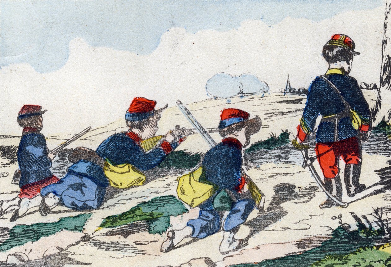Atiradores furtivos. Gravação em "Alfabeto militante enfantin". Imagem de Pont-a-Mousson, por volta de 1890. 20 páginas. Dim: 28,5x21cm. de Unbekannt