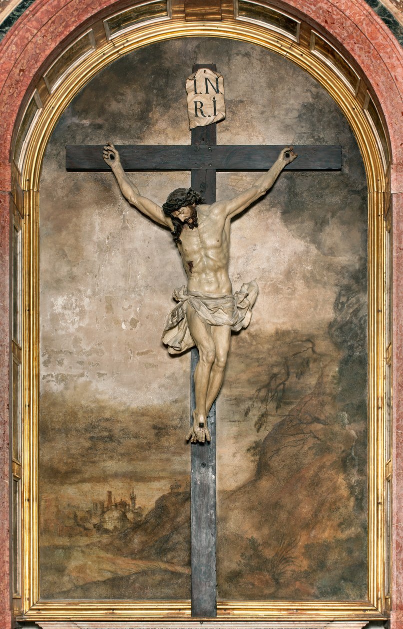 Transept Sul, Altar do Crucifixo, Angelo Nani e Carlo Natali 1641, Wooden Cocifix de Giacomo Bertesi 1687, Catedral de Santa Maria Assunta, Catedral, Cremona, Lombardia, Itália (foto) de Unbekannt