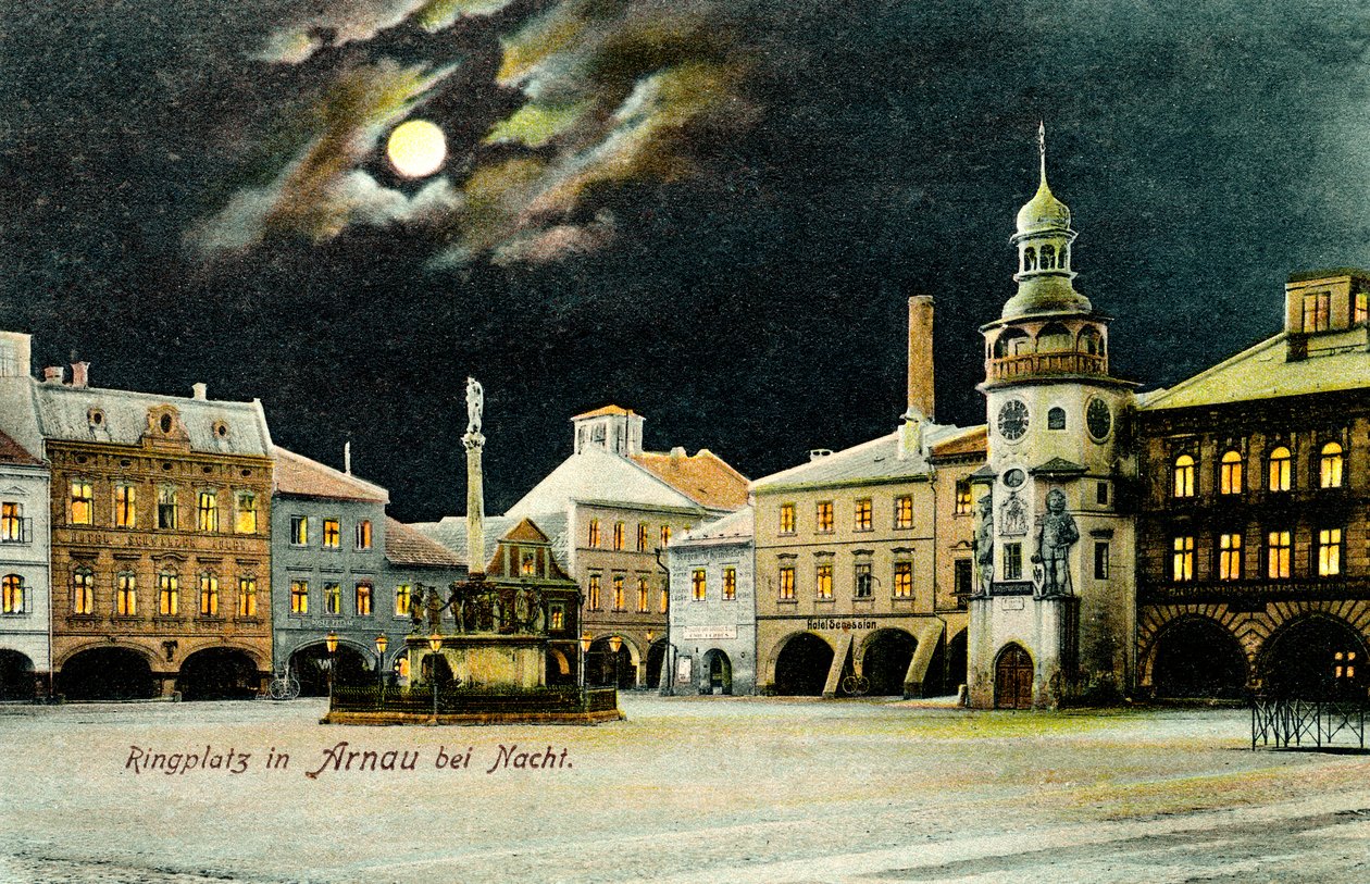 Praça em Hostinné (alemão: Arnau) à noite de Unbekannter Künstler