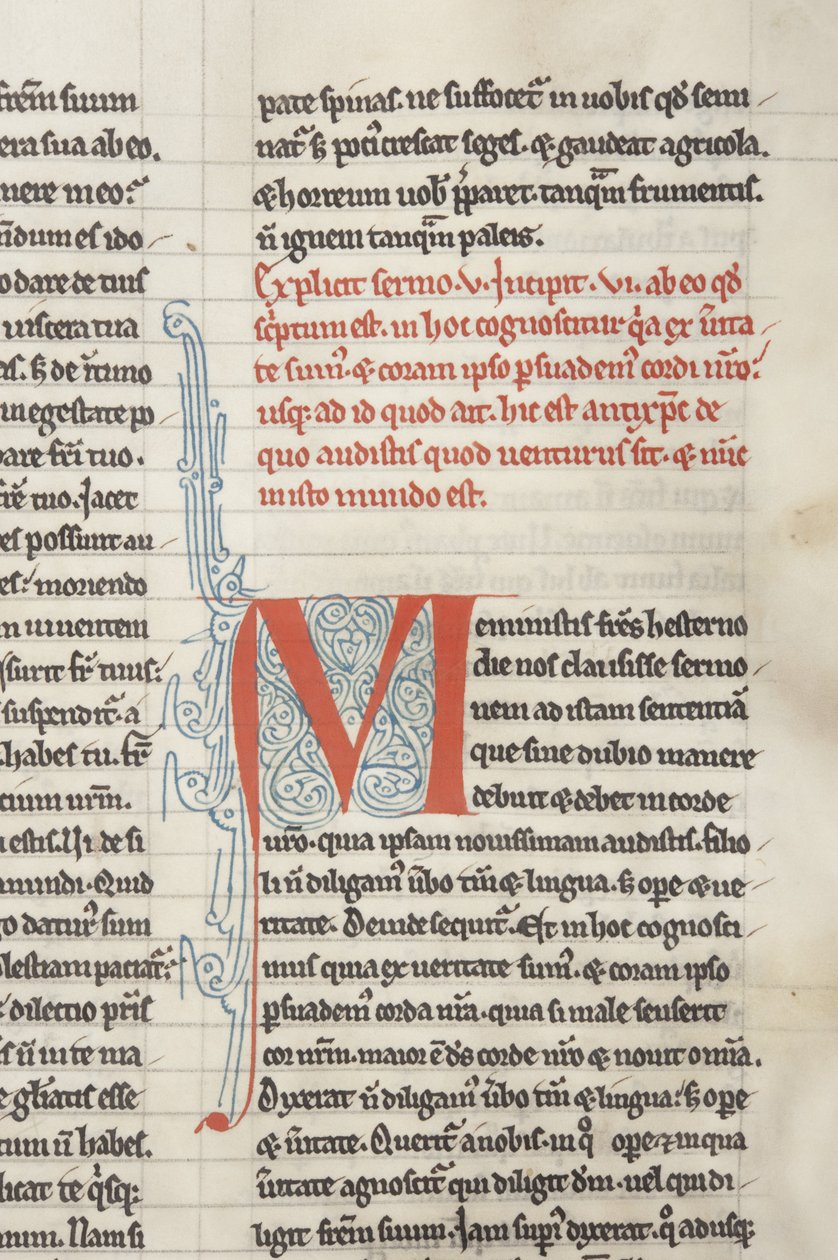 Santo Agostinho de Hipona &39;Opera&39;, Fol 128 reto, detalhe, c.1200 (caneta e tinta sobre pergaminho) de Unbekannt