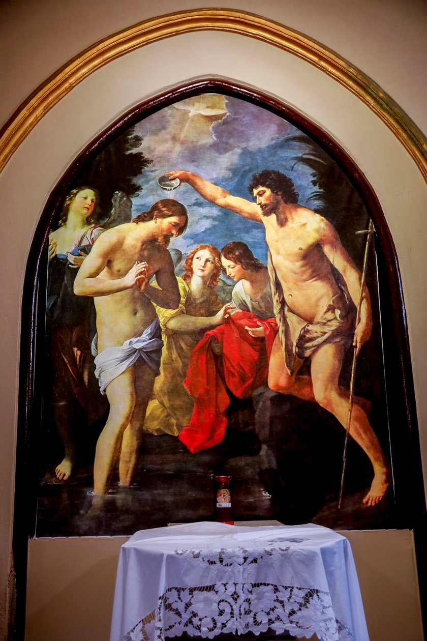 Igreja de São Pedro e Paulo apóstolos, Palermo, Sicília, Itália. Batismo de Cristo, cópia de um quadro de Guido Eni de 1623. (foto) de Unbekannt