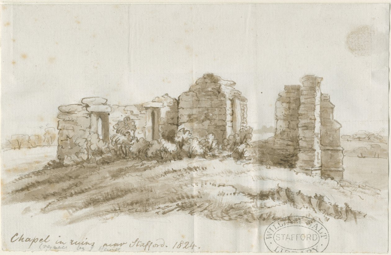 Stafford - Creswell Chapel: desenho de caneta e lavagem, 1824 de Unbekannt