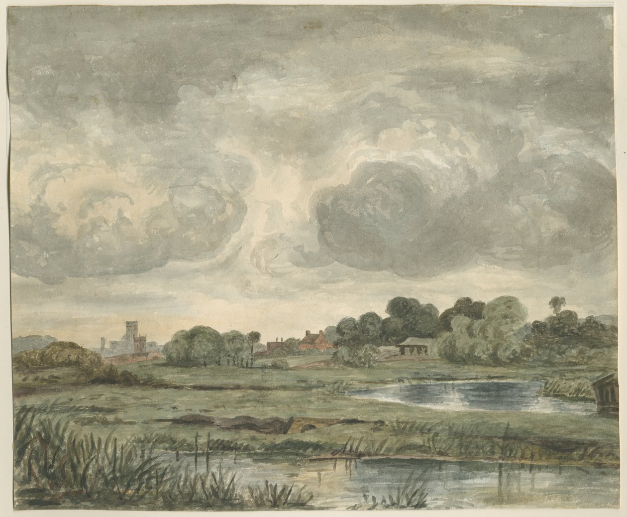 Stafford - Vista distante do leste: pintura em aquarela, séc. XIX de Unbekannt