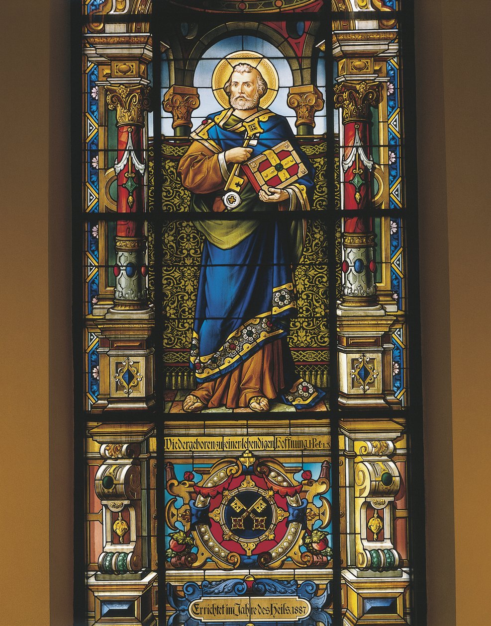 Janela de vidro manchado de São Pedro, Estocolmo, Suécia de William M. Timlin