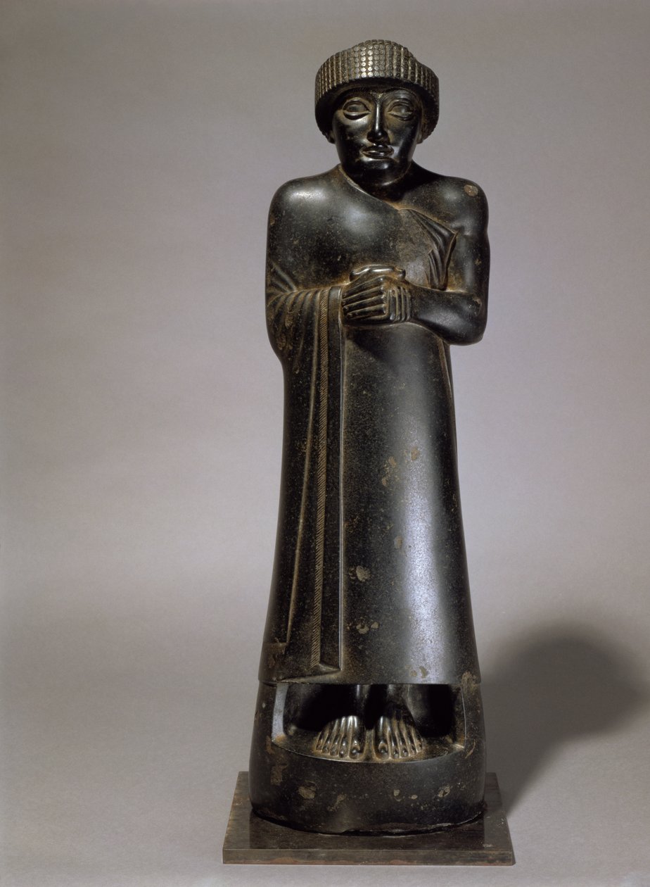 Estátua de Gudea, Príncipe de Lagash, Neo-Sumério, de Telloh, antiga Girsu, c.2130 a.C. (diorito) de Unbekannt