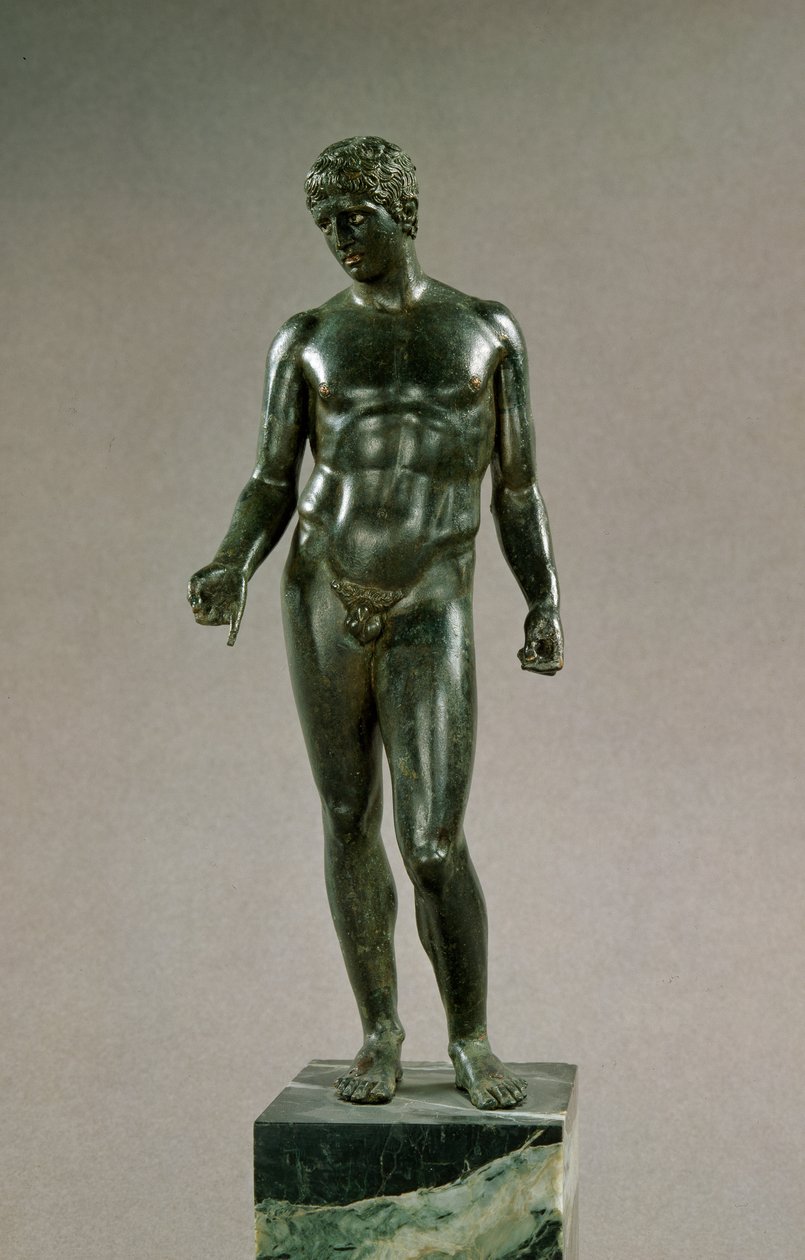 Estátua de Mercúrio, adaptação do Discóforo Grego de Policlito, Romano, 25-50 d.C. (bronze) de Unbekannt