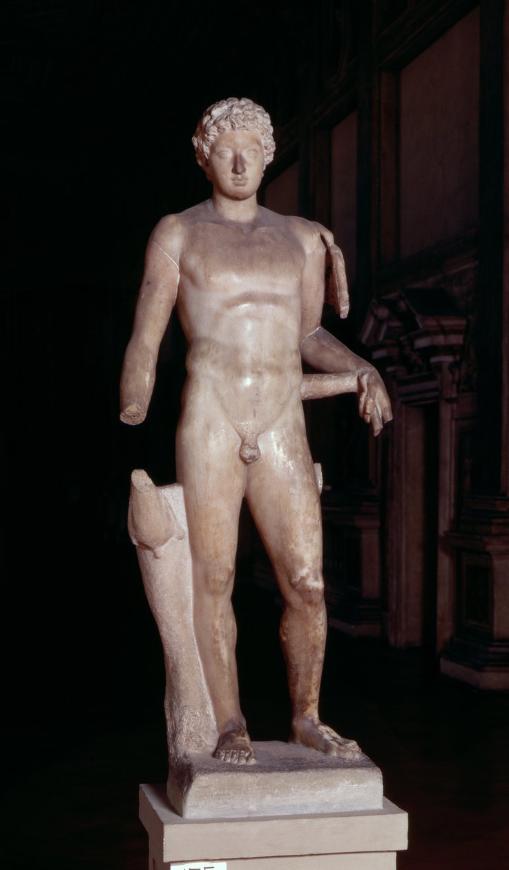Estátua de um jovem com os atributos de Mercúrio, romano (mármore) de Unbekannt
