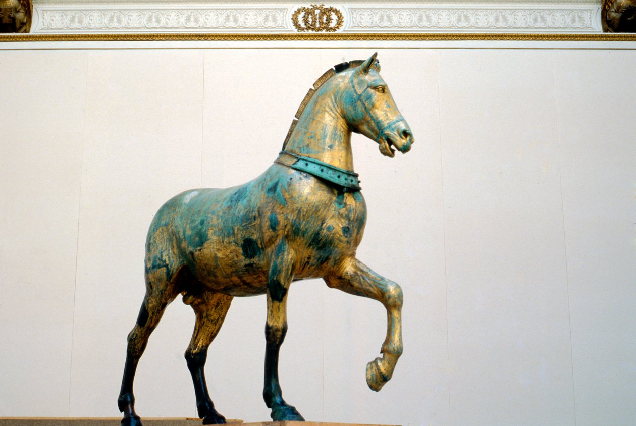 Estátua de um dos quatro cavalos triunfal da quadriga de San Marco de Unbekannt