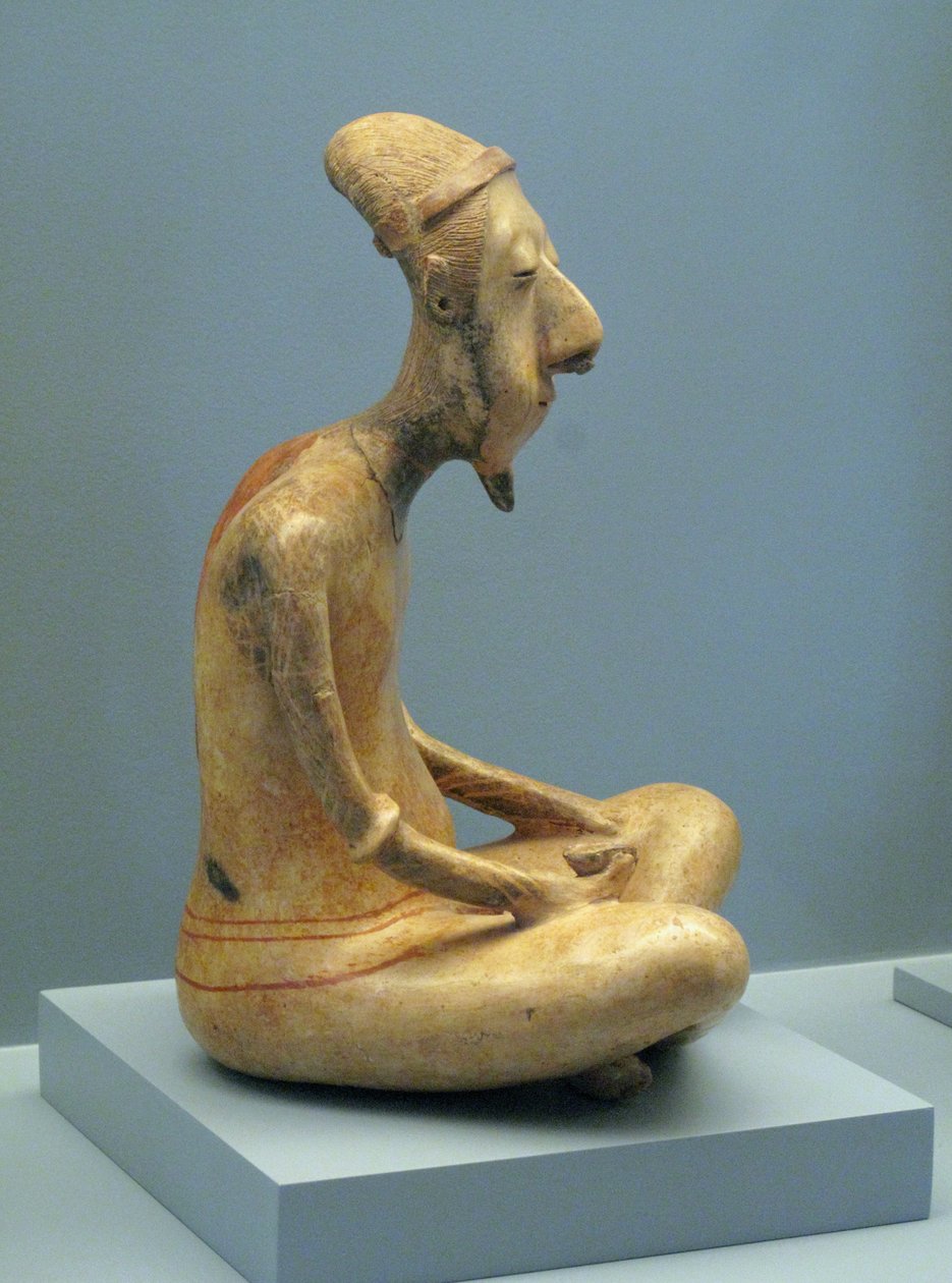 Estatueta de um velho meditando, Lagunillas, período pré-clássico-clássico tardio, 300 aC-600 dC de Unbekannt