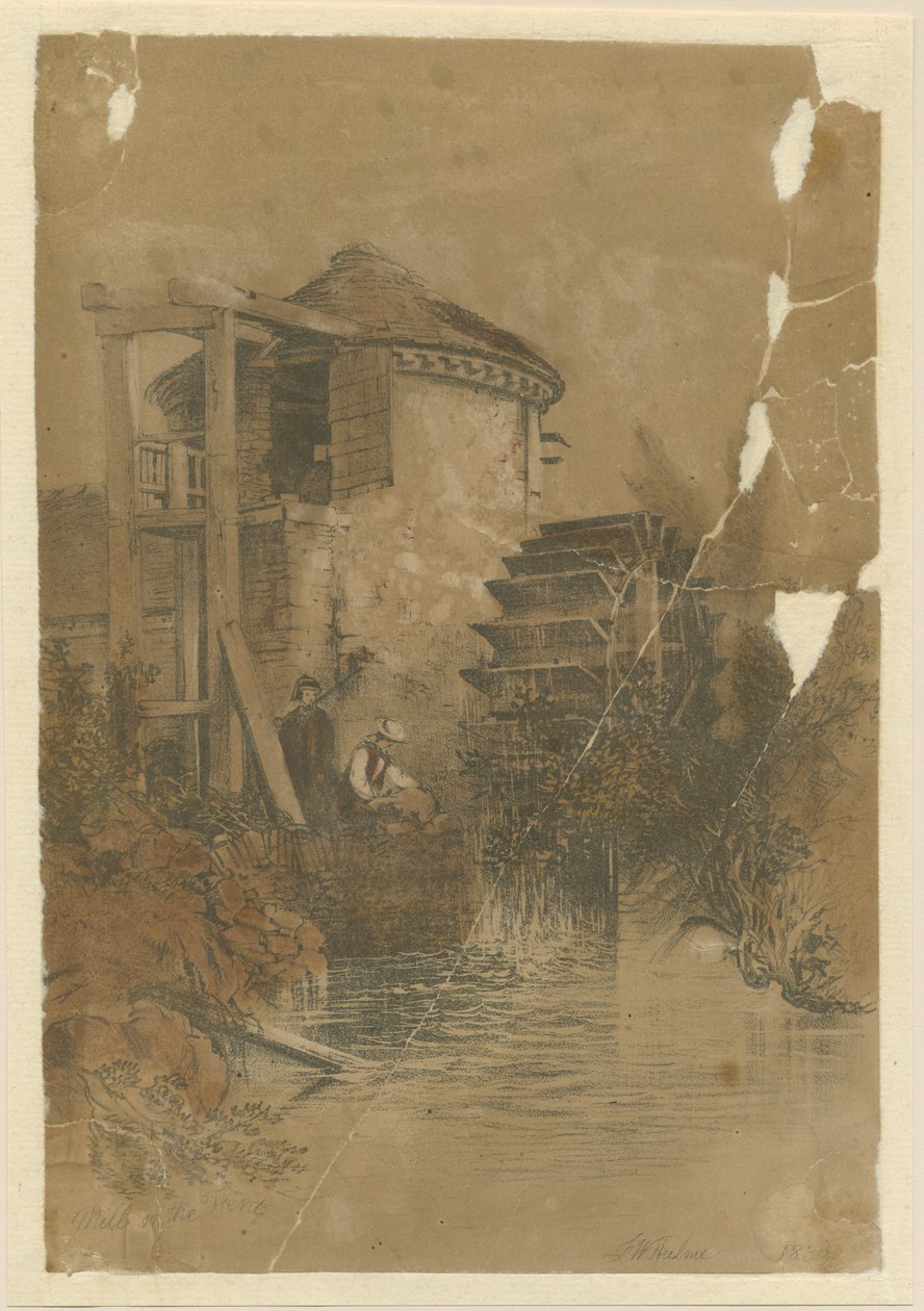 Stoke-upon-Trent - Boothen Mill: litografia colorida, 1839 de Unbekannt