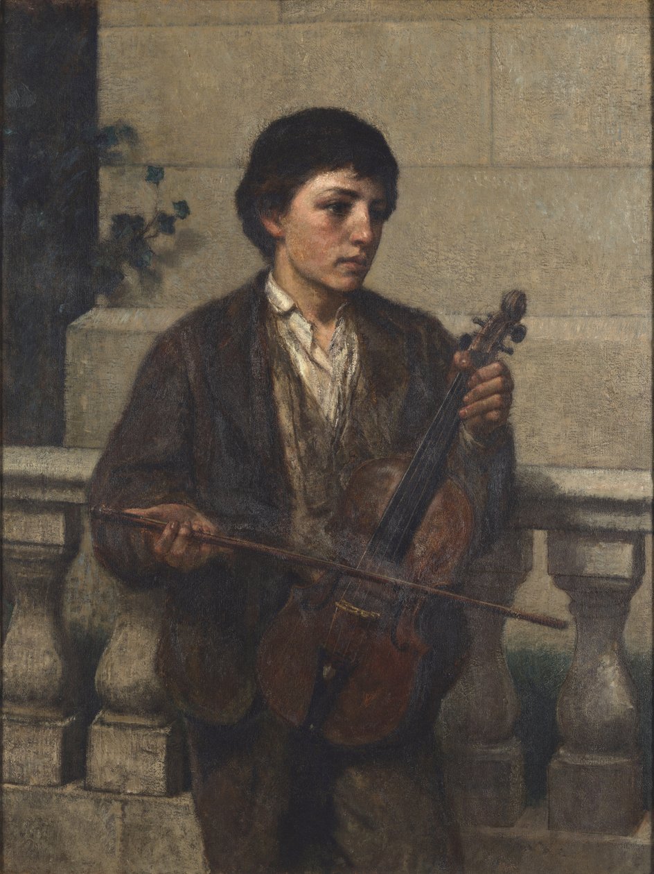Músico de rua 1800 (Óleo sobre tela, montado em Masonite) de Unbekannter Künstler