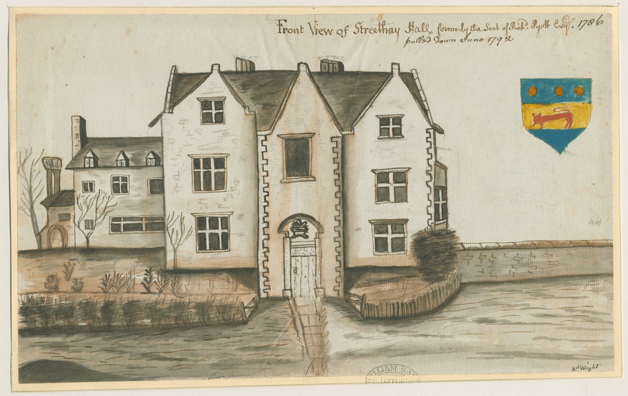 Streethay Hall: pintura em aquarela, 1786 de Unbekannt