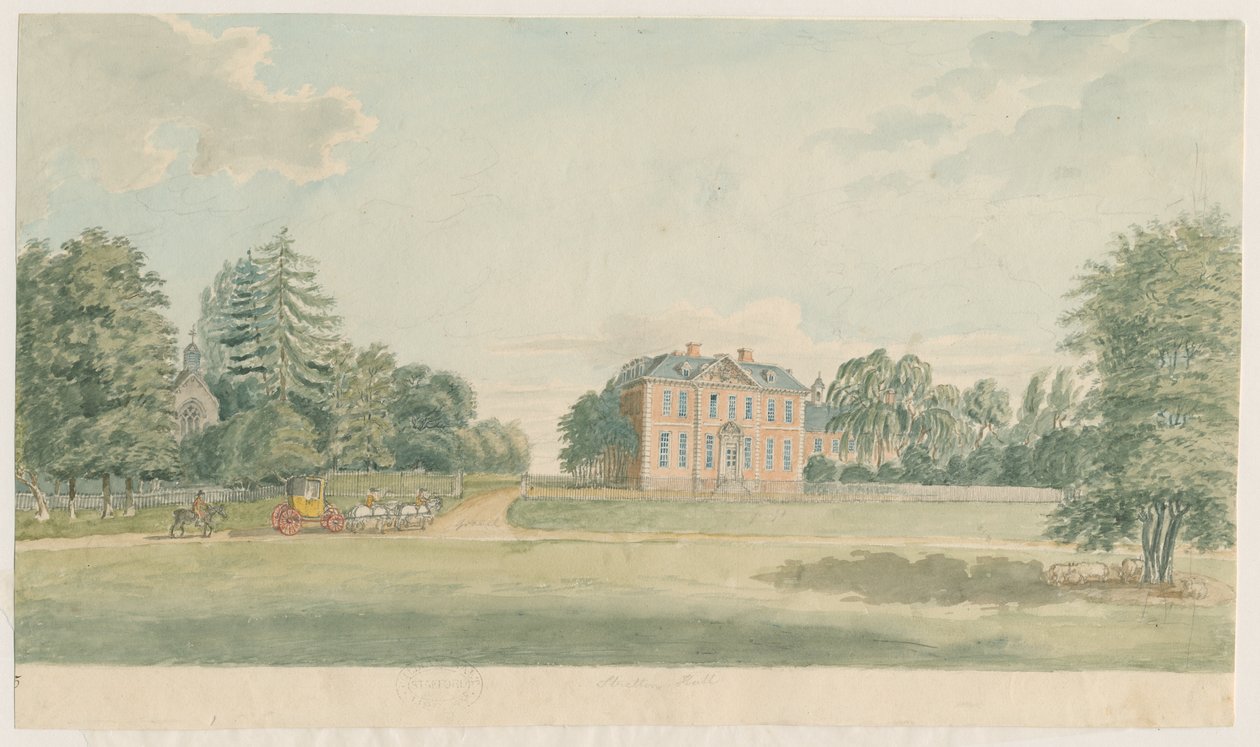 Stretton Hall: pintura em aquarela, nd [final do século XVIII] de Unbekannt