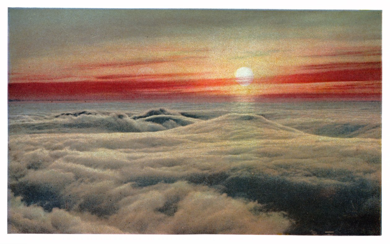 Nascer do sol acima das nuvens, c.1930 (impressão) de Unbekannter Künstler