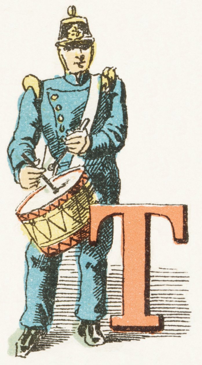 T - Tambour - Alfabeto Infantil, Edições Gordinne 1920 (gravura) de Unbekannt