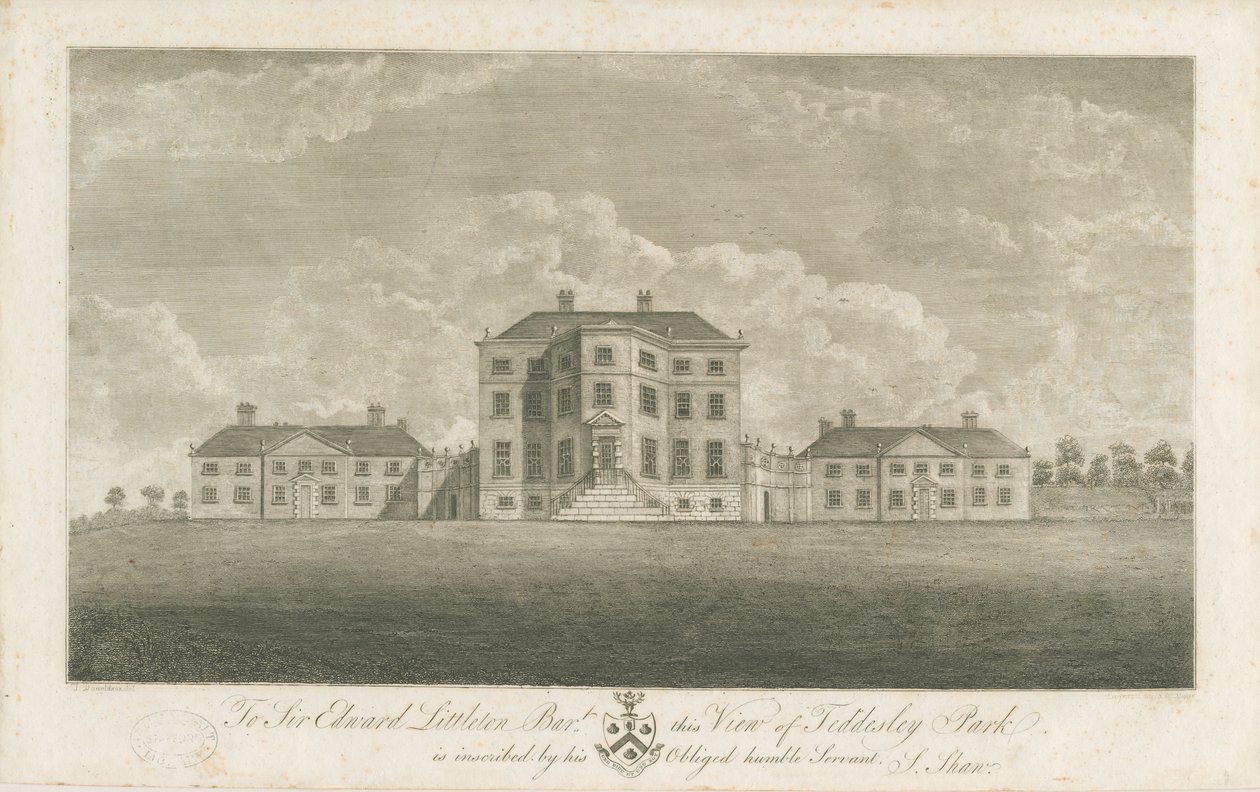 Teddesley Hall: gravura, nd [final do século XVIII] de Unbekannt