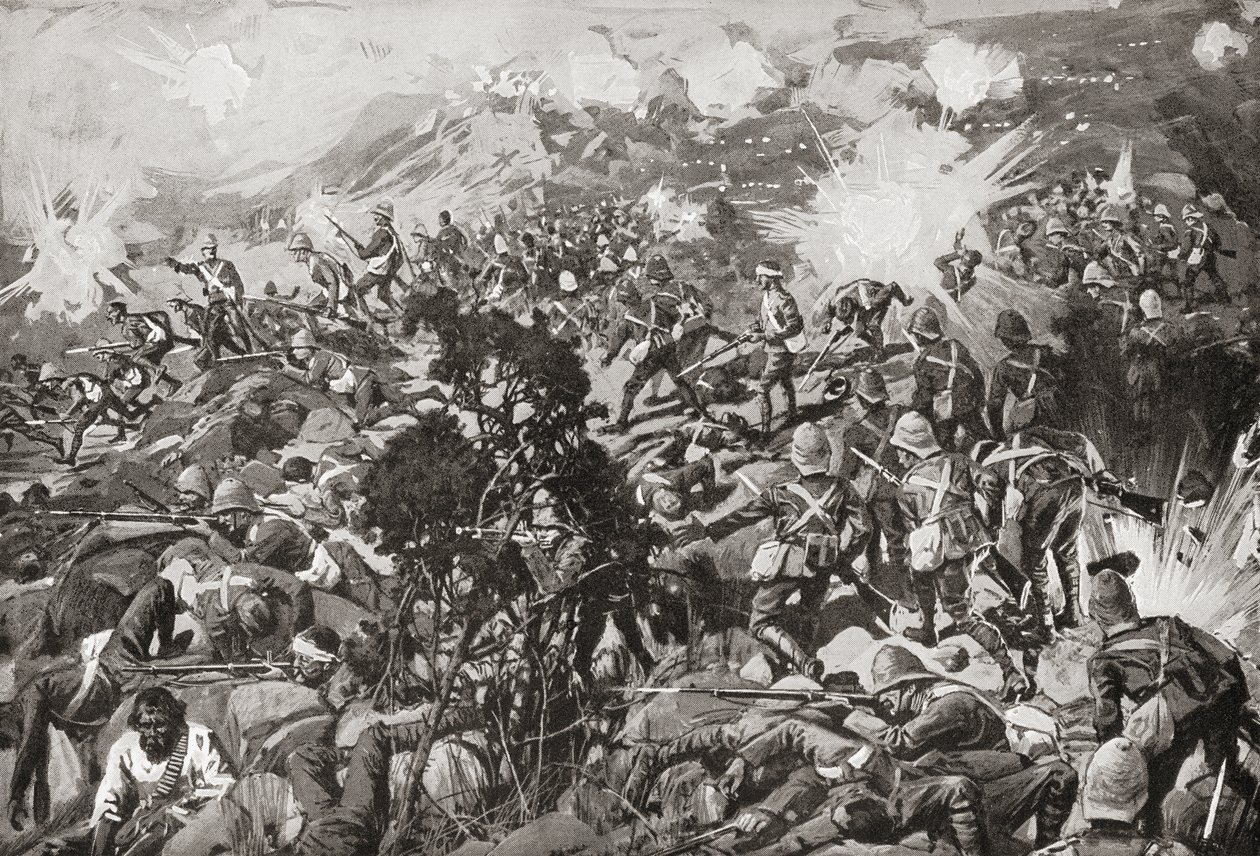 A Batalha de Spion Kop, Rio Tugela, Natal, África do Sul, 2324 de janeiro de 1900 durante a segunda guerra bôer. de Unbekannt