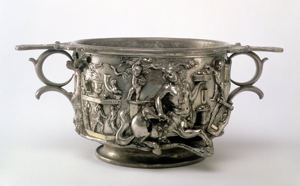 A Copa Centauro, Gallo-Romana, do Tesouro de Berthouville, c.2º-3º século d.C. (prata) (ver 107979) de Unbekannt