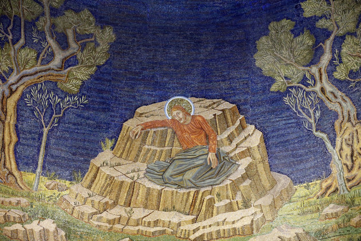A Igreja de Todas as Nações, também conhecida como a Igreja ou Basílica da Agonia, Cristo em agonia, Mosaico da Basílica no Getsêmani, Jerusalém, Israel de Unbekannt