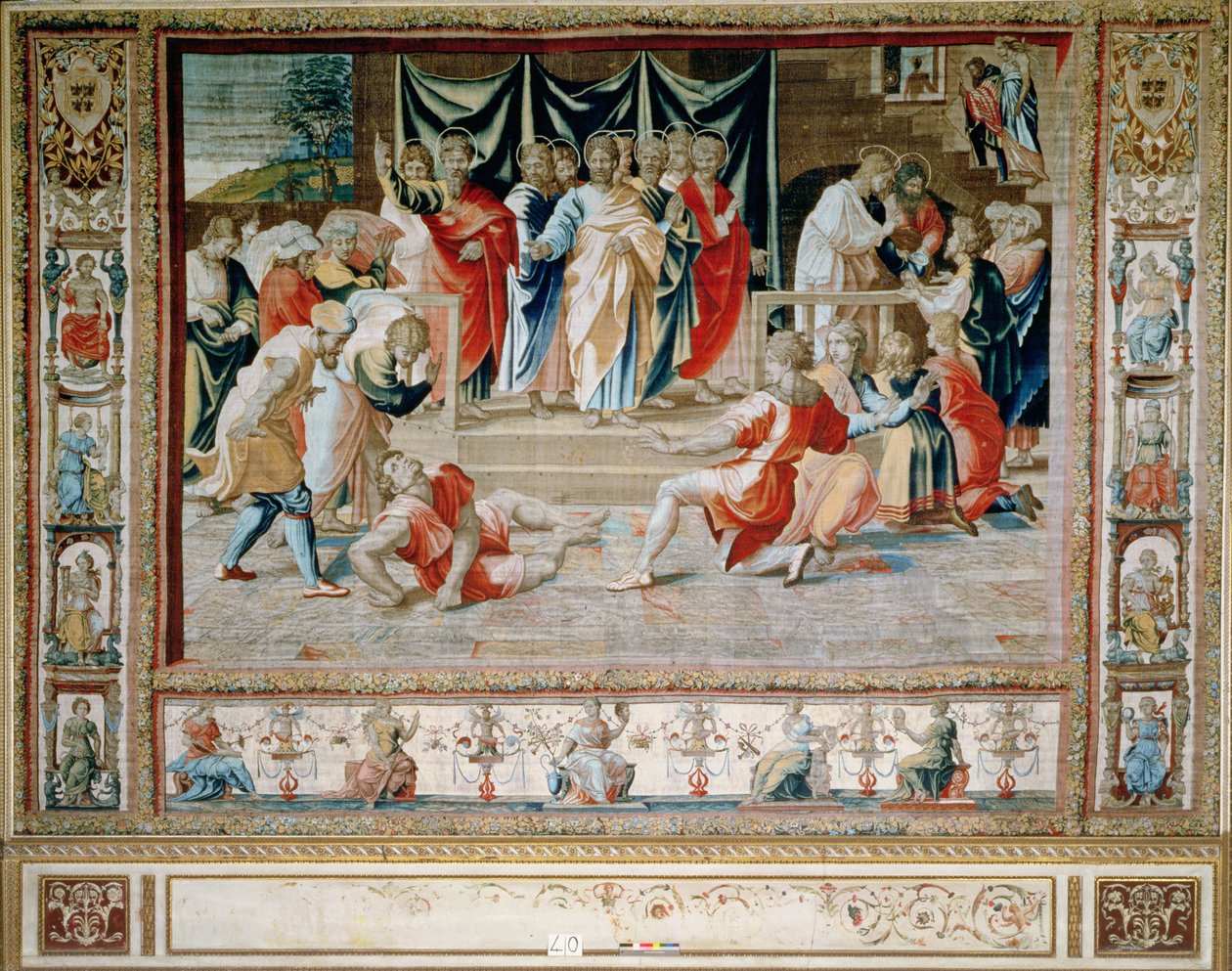 A Morte de Aniano das Tapeçarias de Bruxelas, réplicas da série dos Atos dos Apóstolos do Vaticano de Rafael (tapeçaria) de Unbekannt