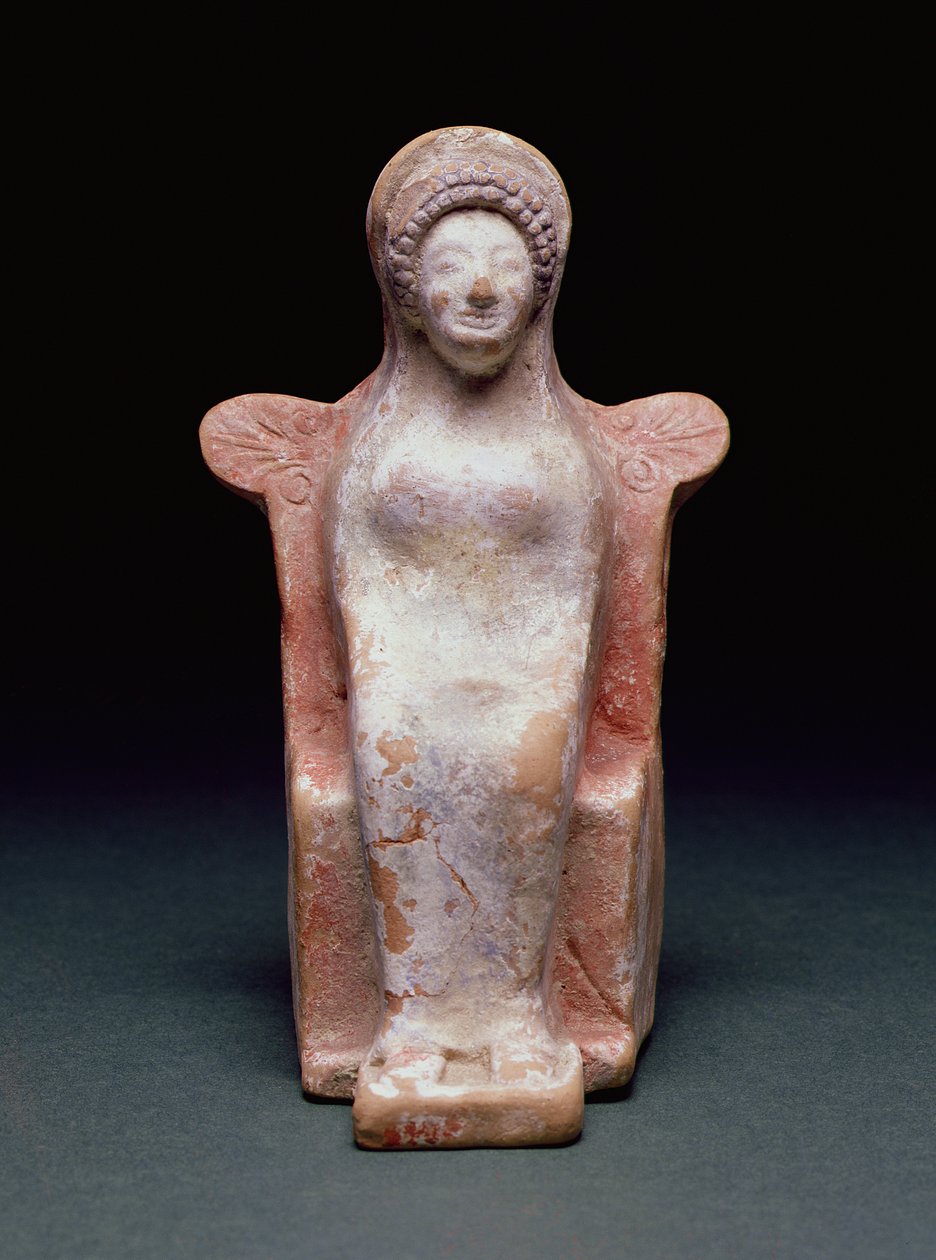 A Deusa Atena, grega, c.490 a.C. (terracota e pigmento) de Unbekannt