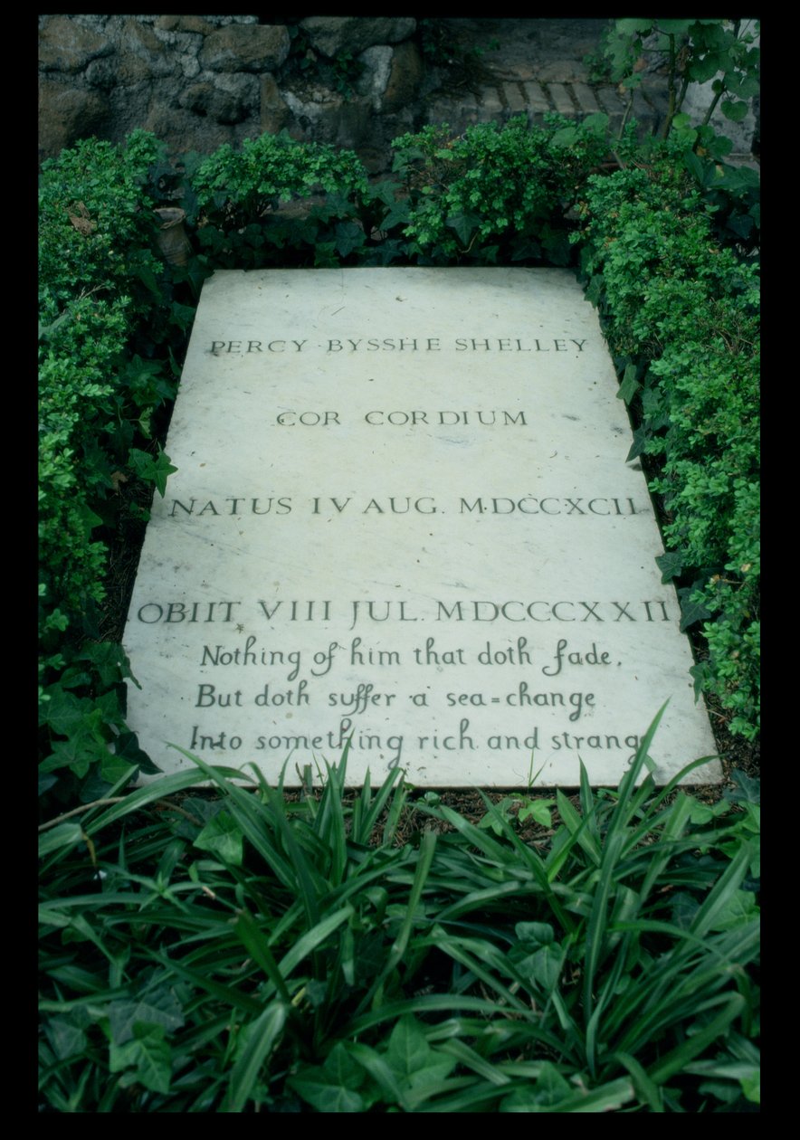 O Túmulo de Percy Bysshe Shelley (1792-1822) (foto a p/b) de Unbekannt
