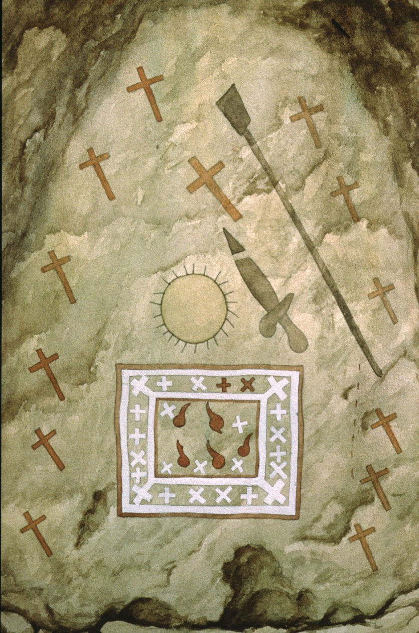 O Santo Graal, Reprodução de uma pintura do século XIII (impressão) de Unbekannter Künstler