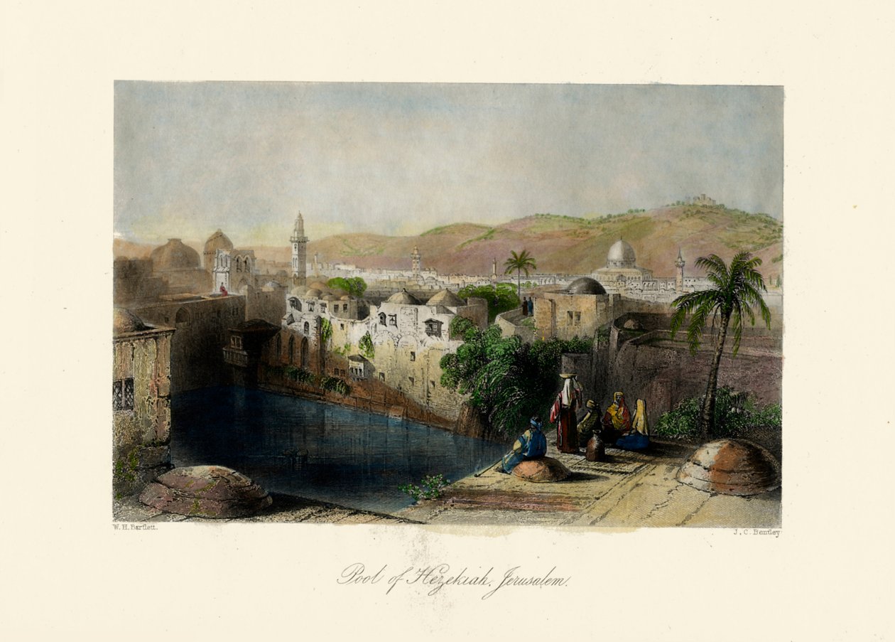 Terra Santa - Piscina de Ezequias, Jerusalém. - Bíblia de Unbekannter Künstler