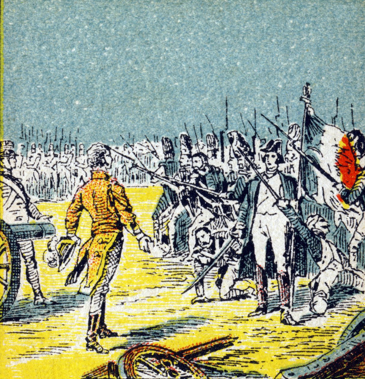 Os Cem Dias: A derrota de Napoleão I Bonaparte para Waterloo em 1815. Gravura no "Histoire de France". Série de imagens publicitárias publicadas em nome de Louit, 24 rue d