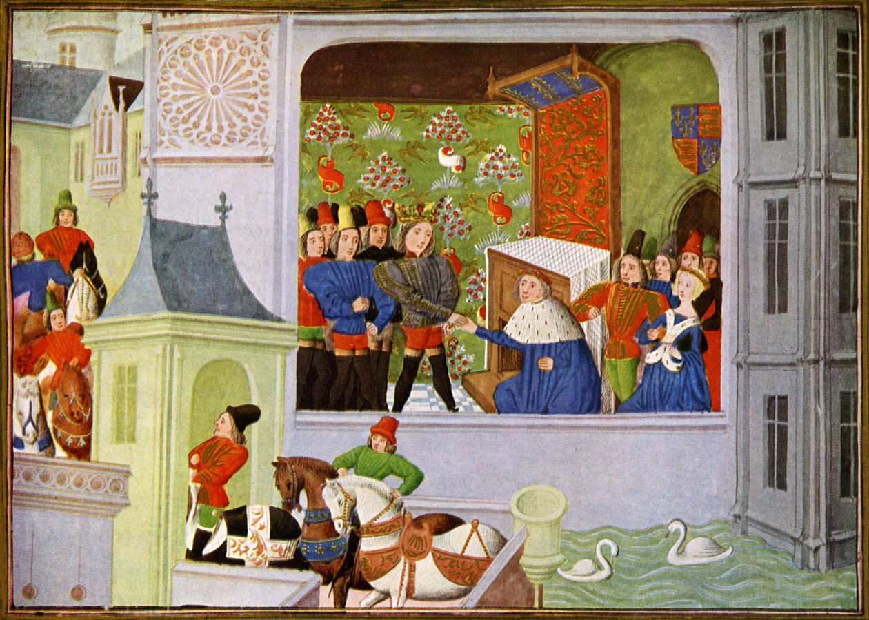 A entrevista de Ricardo II e do Duque de Gloucester no Castelo de Pleshy de Unbekannter Künstler