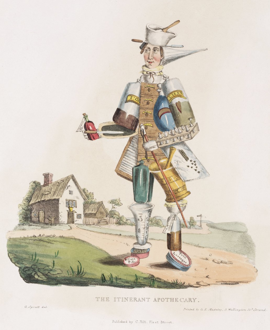 "O Itinerante Apocariano", aquatint colorido à mão. de Unbekannt