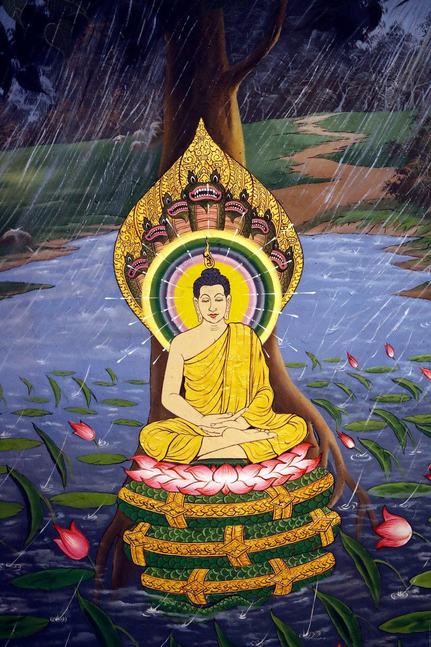 A Vida do Buda, Siddhartha Gautama, Afresco de parede, Templo Wat Botum, Phnom Penh, 2022 (foto) de Unbekannter Künstler