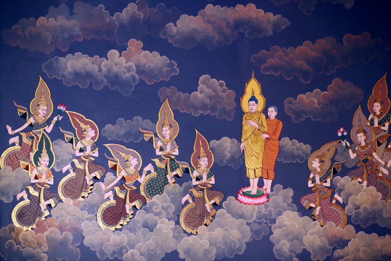 A Vida do Buda, Afresco de parede, Templo Wat Botum, Phnom Penh, 2022 (foto) de Unbekannter Künstler