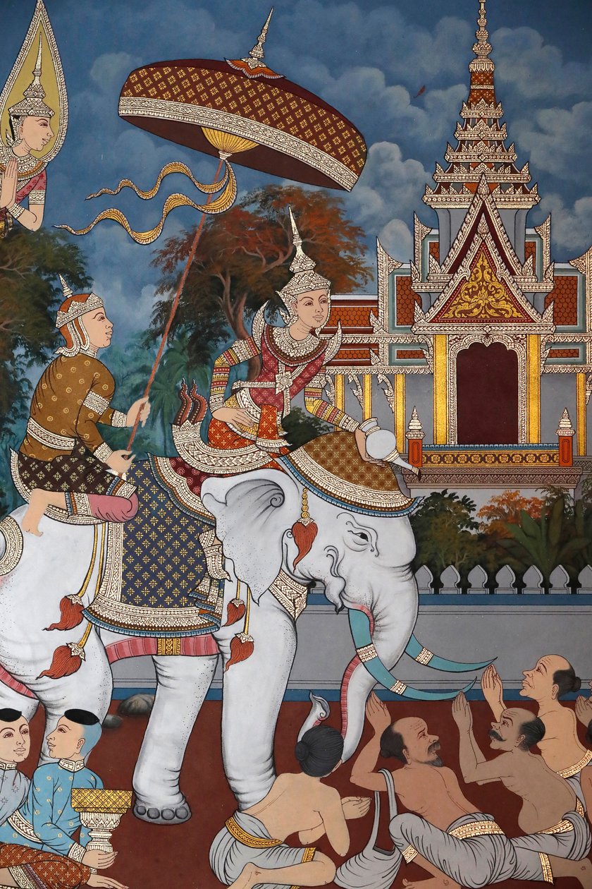 A Vida do Buda, Afresco de parede, Mosteiro Wat Maniratanaram, Phnom Penh, 2022 (foto) de Unbekannter Künstler