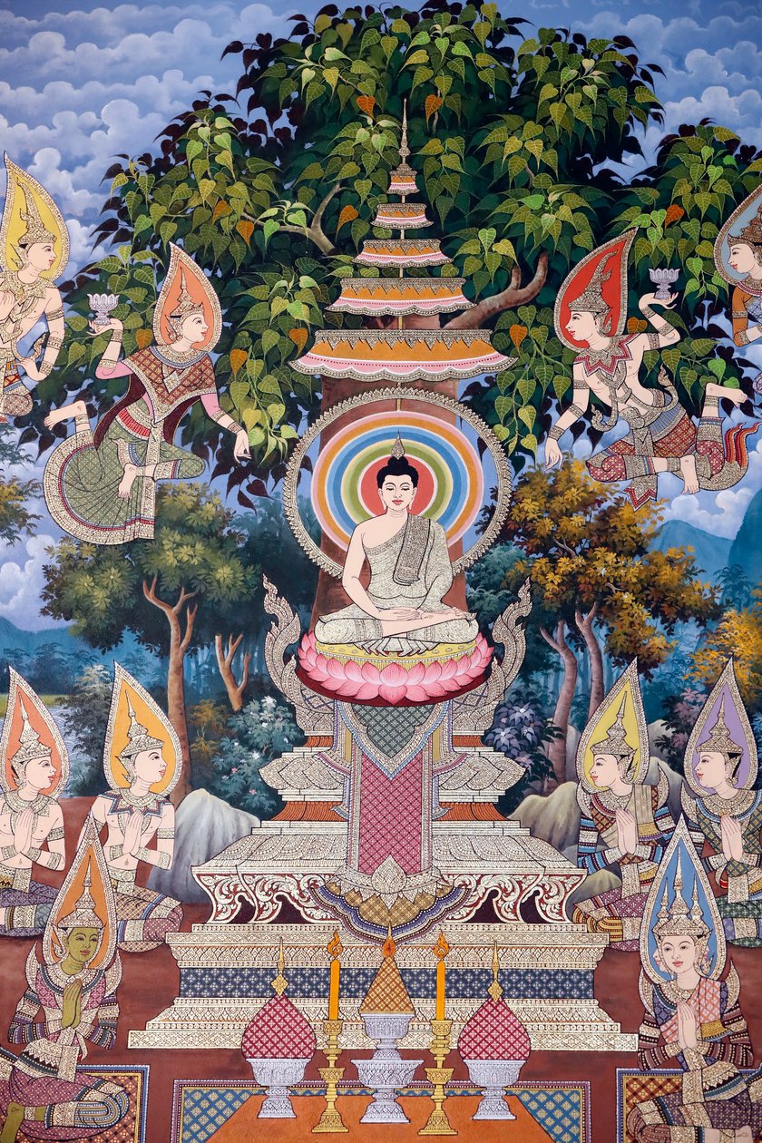 A Vida do Buda, Afresco de parede, Mosteiro Wat Maniratanaram, Phnom Penh, 2022 (foto) de Unbekannter Künstler