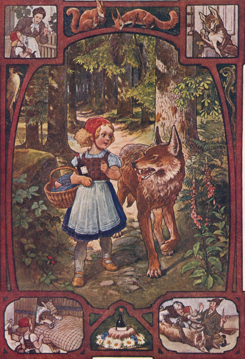 The Little Red Riding Hood, c.1910 (impresso) de Unbekannter Künstler