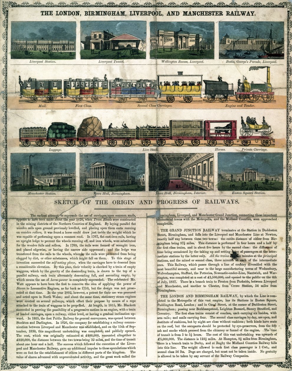 The London, Birmingham, Liverpool e Manchester Railway c 1860 de um folheto explicativo para um quebra-cabeças de Unbekannt