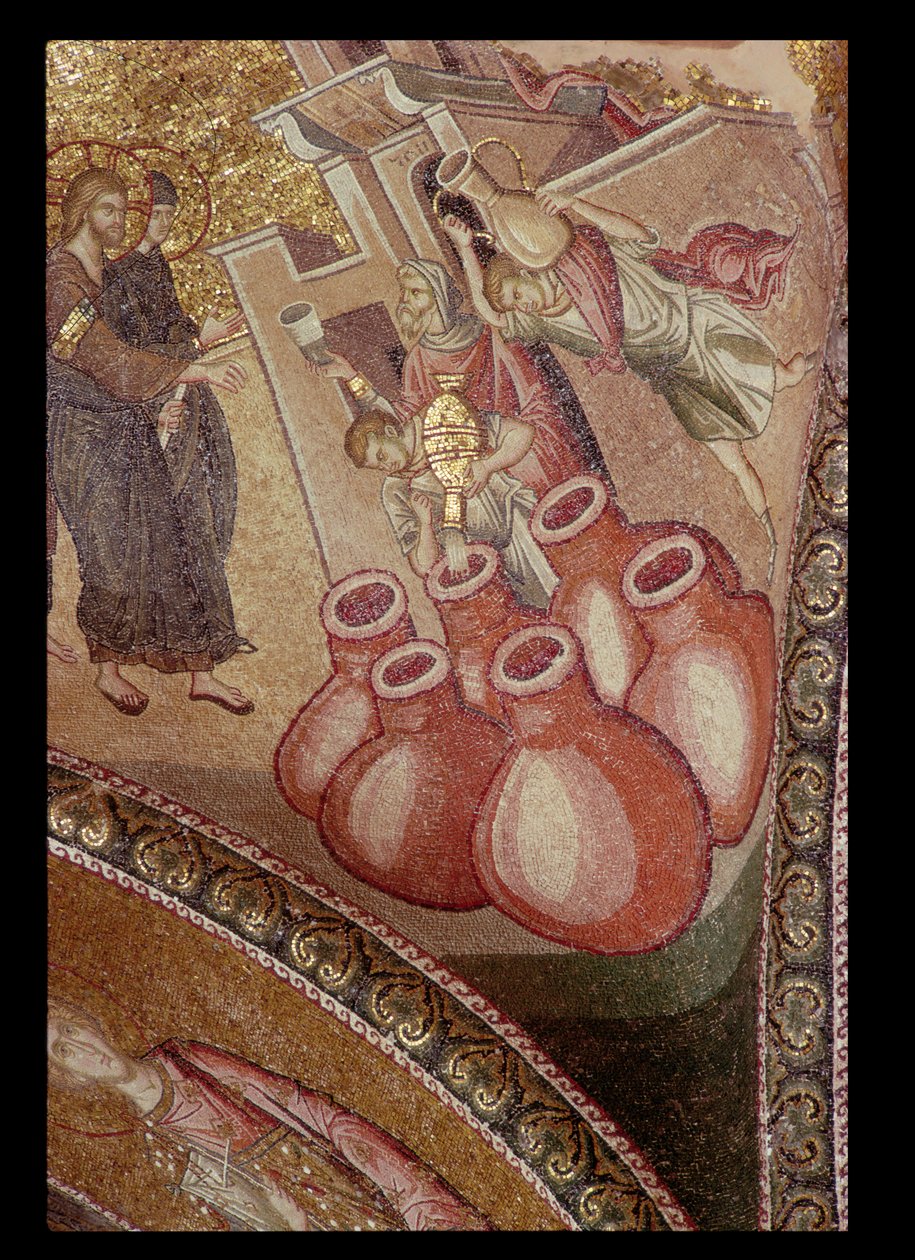 O Milagre de Caná, do Mosteiro de Chora, Bizantino, século XIV (mosaico) (para detalhes ver 119256) de Unbekannt