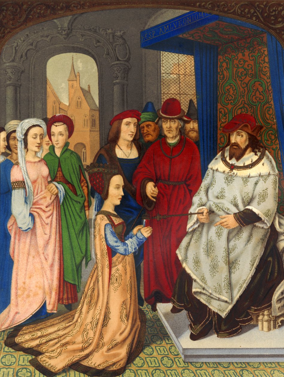 A rainha de Sabá perante o rei Salomão, segundo uma ilustração do século XV (gravura) de Unbekannter Künstler
