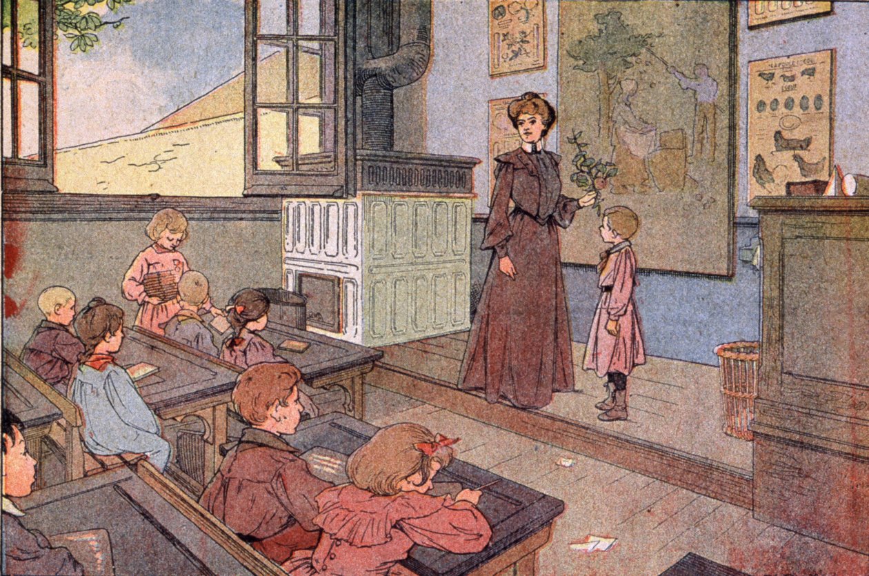 A escola republicana, início do século XX (ilustração) de Unbekannter Künstler